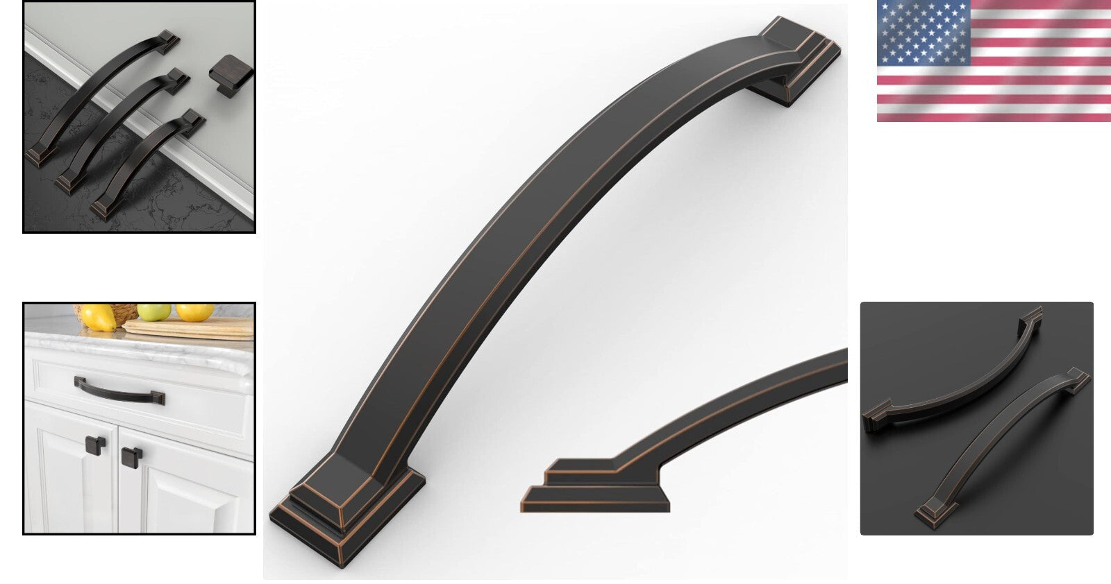 Durable Oil Rubbed Bronze Drawer Pulls - 10 Pack, 5 Inch Ambidextrous Design