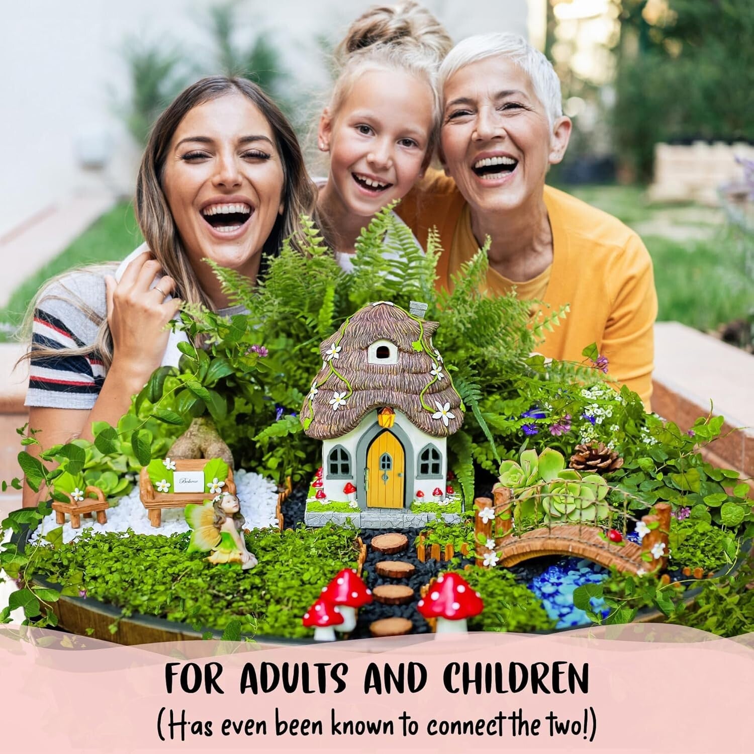 Enchanting 7.1" Solar Fairy House with Glow in the Dark Accessories - 13 Pieces