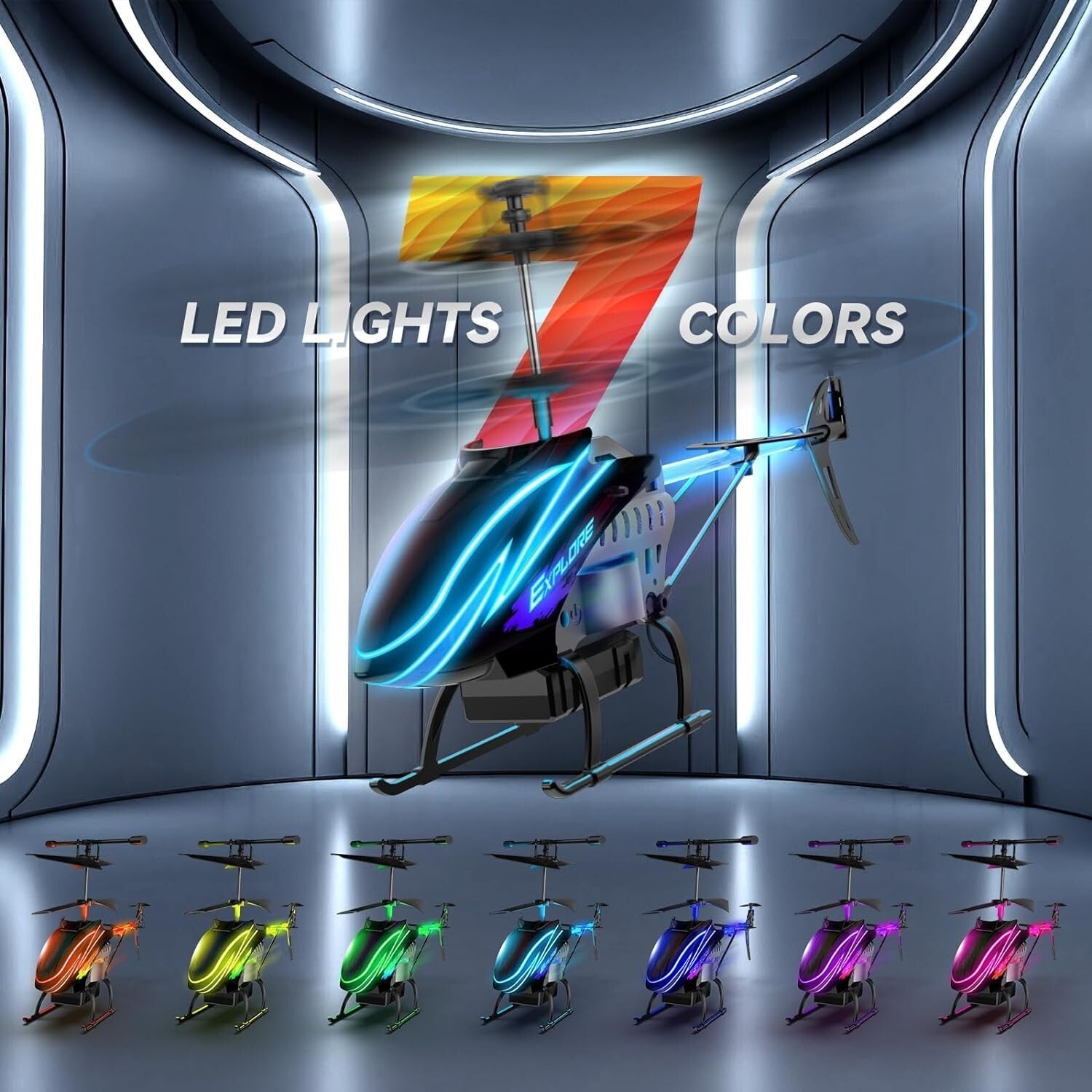 Durable RC Helicopter for Boys & Girls with 30 Mins Flight Time - LED Fun