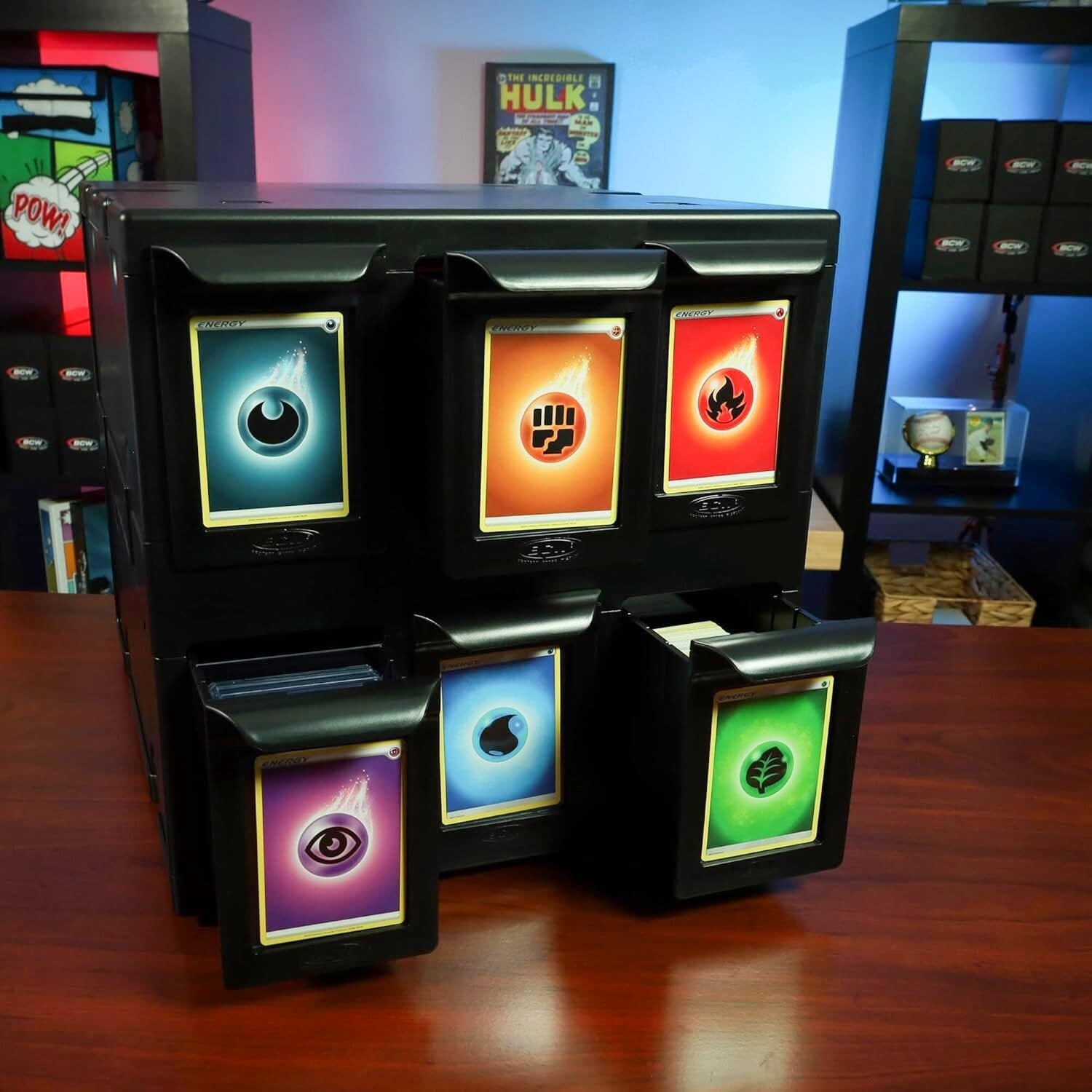 6-Drawer Stackable Trading Card Storage Box - Holds 700 Sports Cards/1150 Gam...