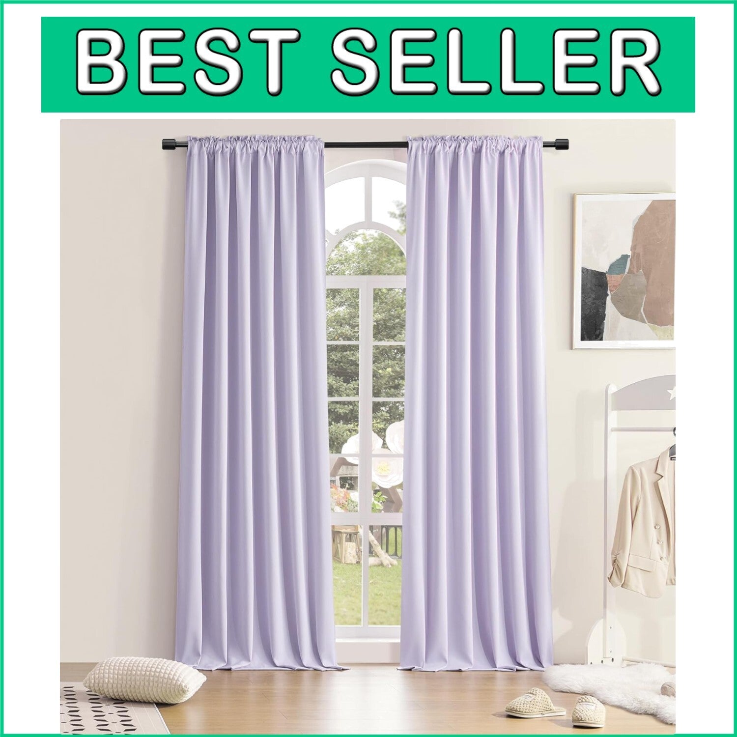 Elegant Lavender Blackout Curtain Panels - 96" Long, Ideal for Modern Home Decor