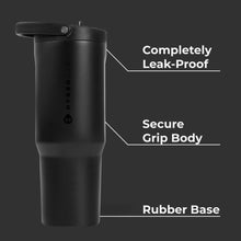 Load image into Gallery viewer, 40oz Black Stainless Steel Tumbler with Straw - Vacuum Insulated &amp; Leakproof