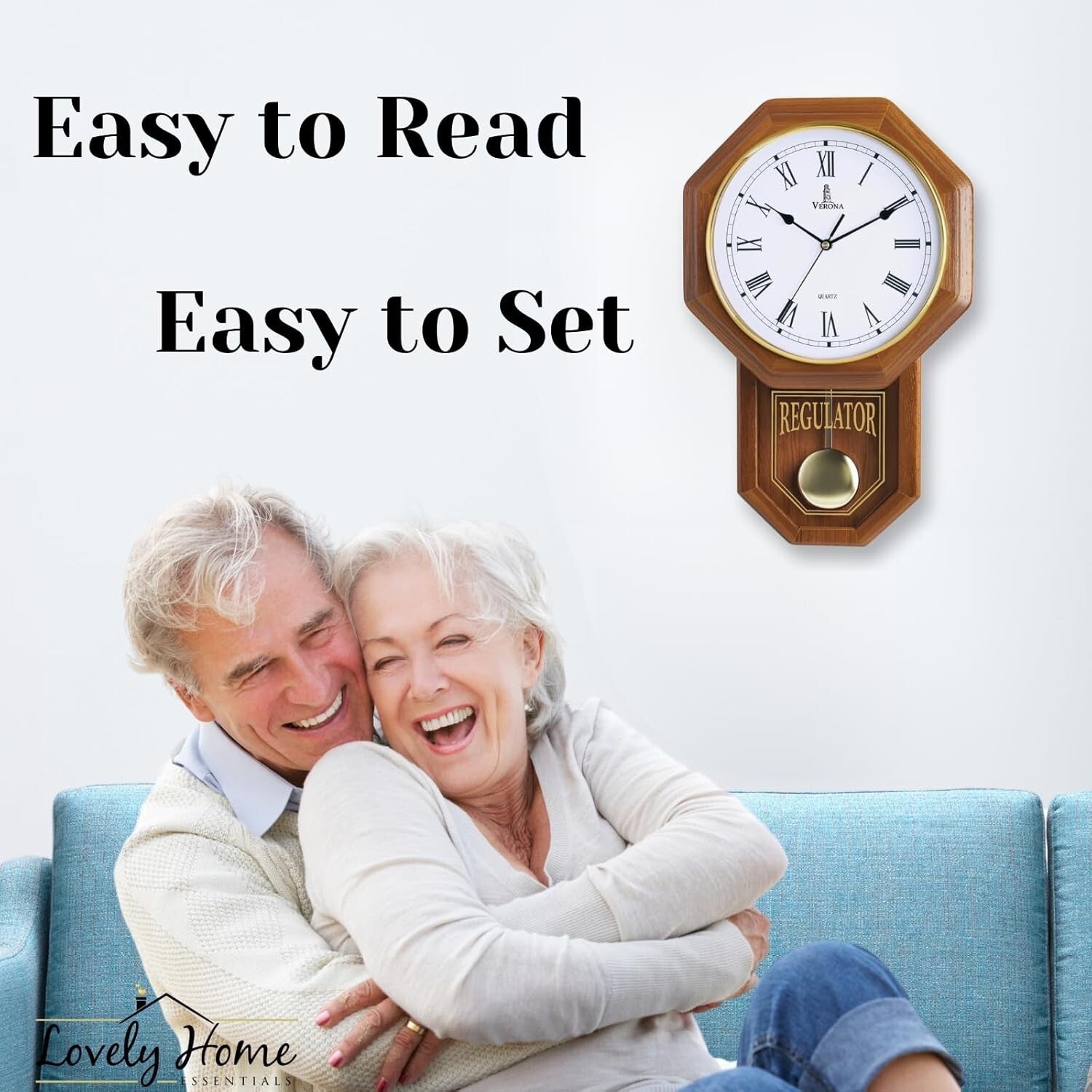 Battery-Operated Non-Chiming Wooden Pendulum Clock - 18" x 11" Classic Decor