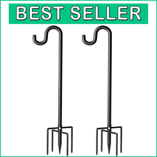 Durable 92-Inch Shepherd's Hooks - Adjustable Height Garden Holders, 2 Pack