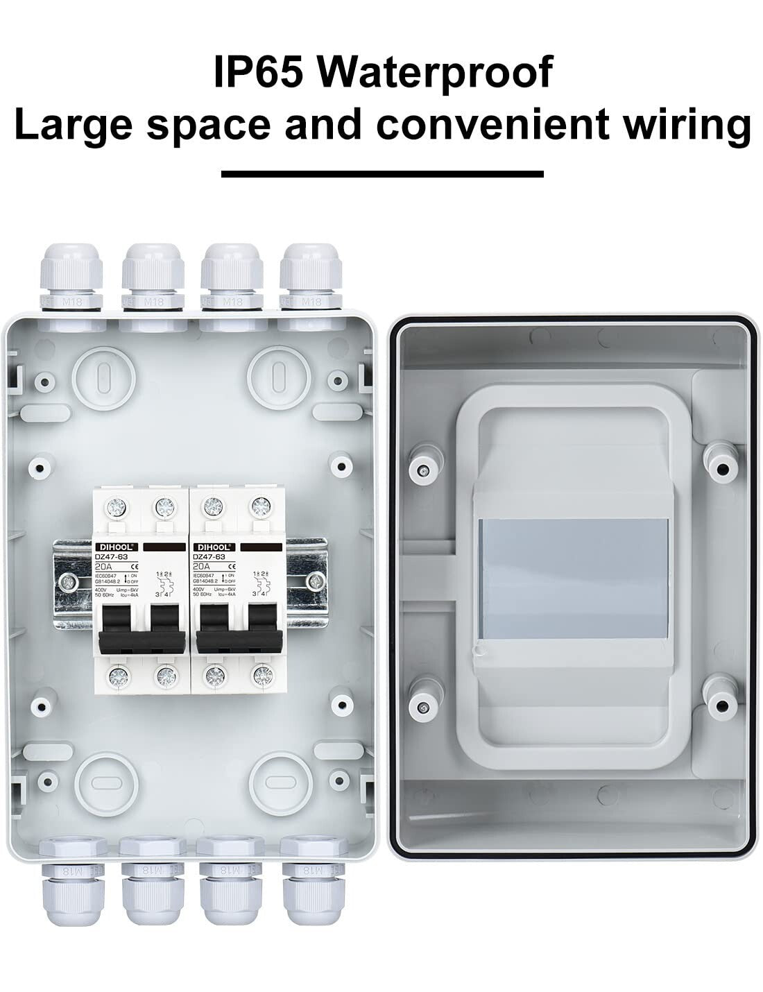 20 Amp Solar Disconnect Switch - Durable, Waterproof Breaker Box for PV Systems