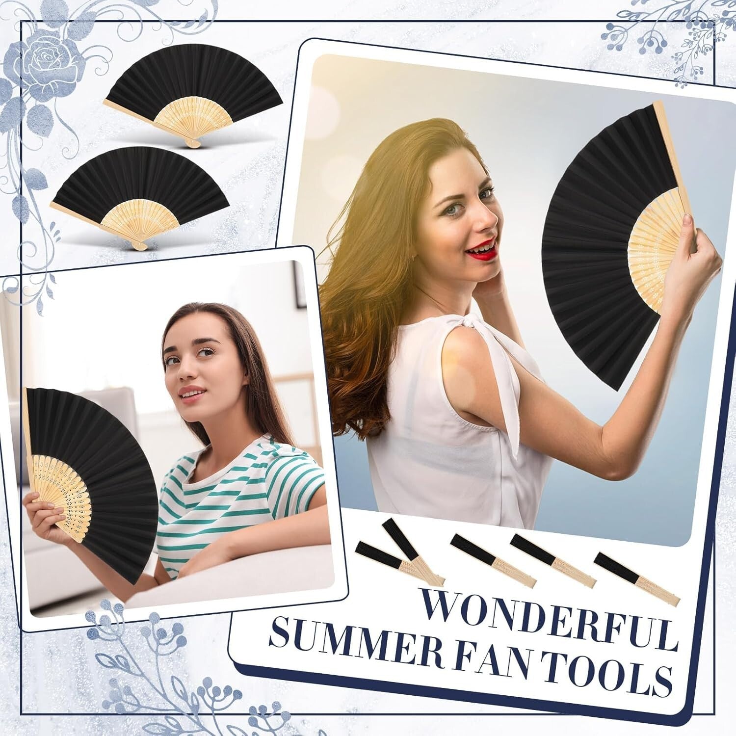 Versatile 300 Pack Handheld Bamboo Fans - Perfect for Weddings & DIY Decor