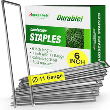 Load image into Gallery viewer, 500 Pack Heavy-Duty Galvanized Landscape Staples, 6 Inch 11 Gauge Garden Stakes