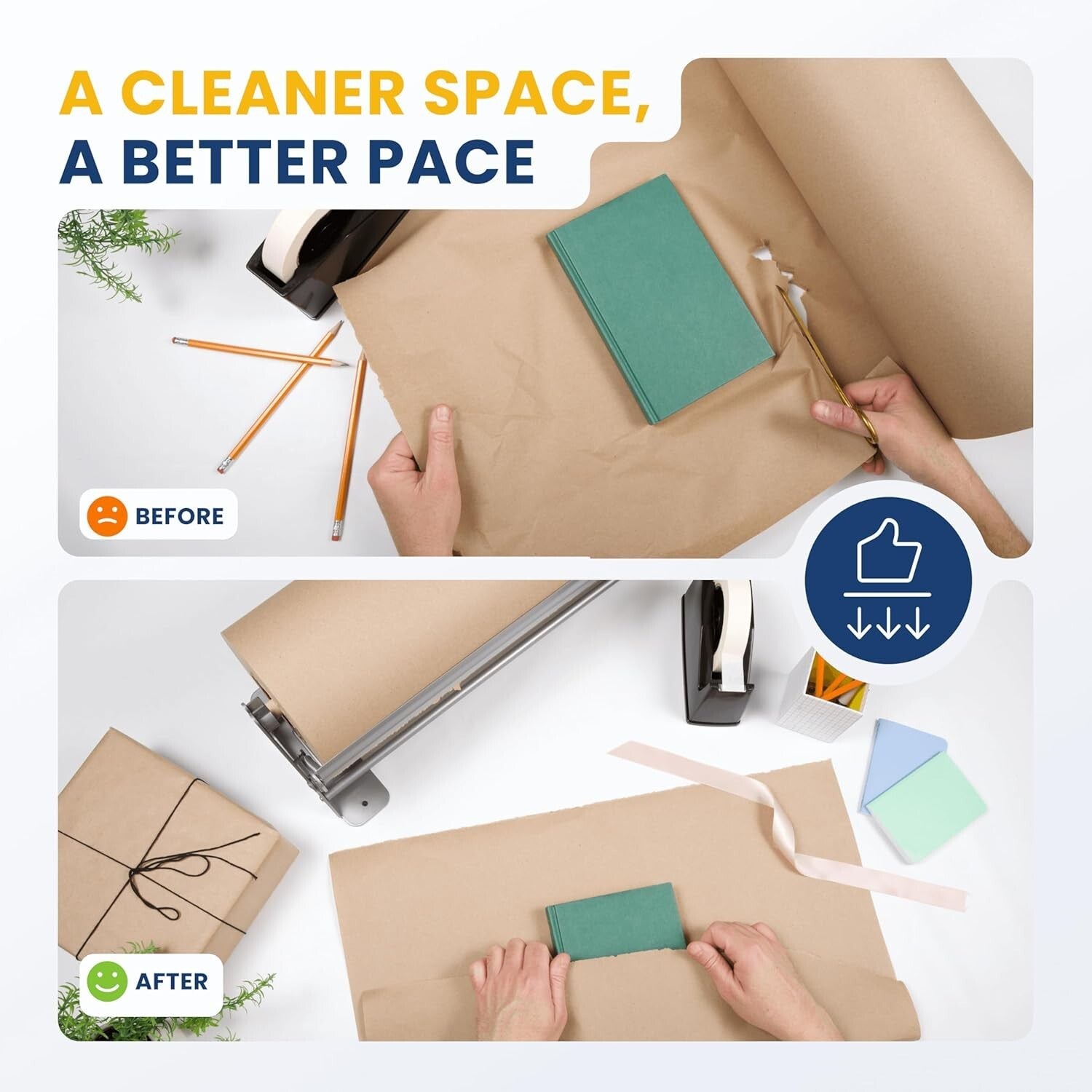 Durable 24" Paper Roll Dispenser & Easy-Cut Wall Mount Cutter - Non-Slip Design