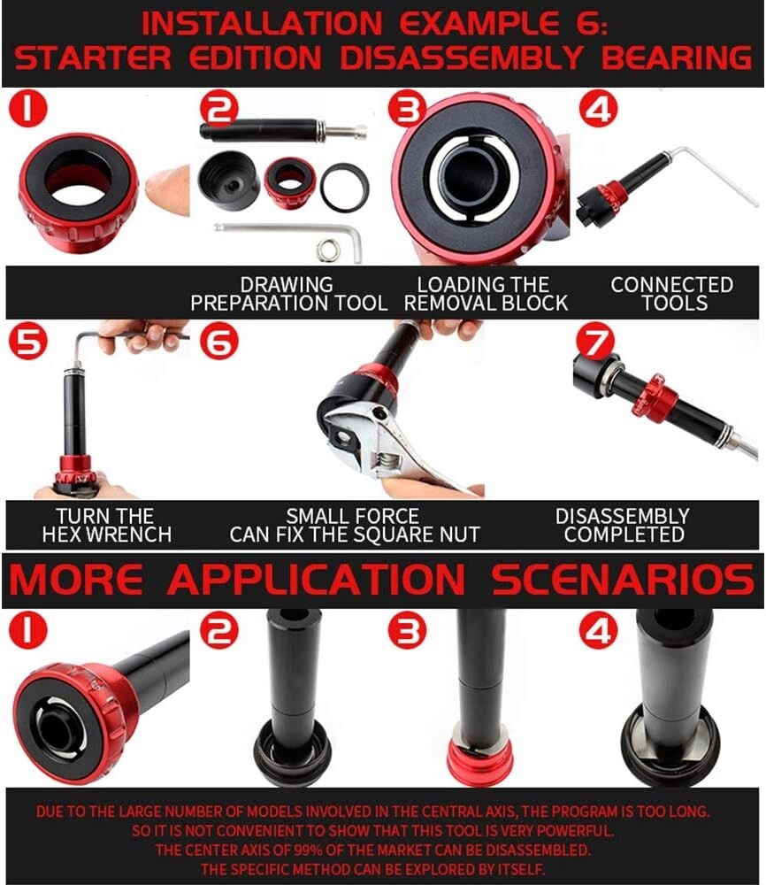 Versatile Bottom Bracket Removal Tool Kit - 6 Adapters for Easy Bike Maintenance