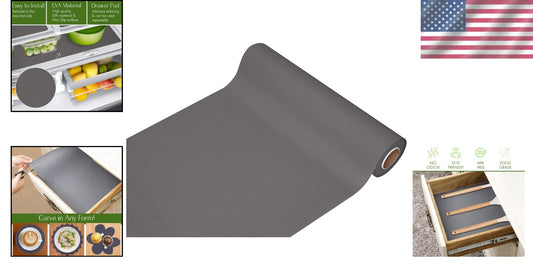 Quality Non-Slip 17.7" x 33' Shelf Liner - Easy Clean Grey Cabinet Protector
