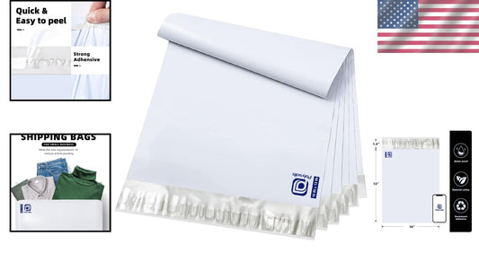 Waterproof & Tear-Resistant 10x13 Poly Mailers – 500 Pack White/Silver Envelopes