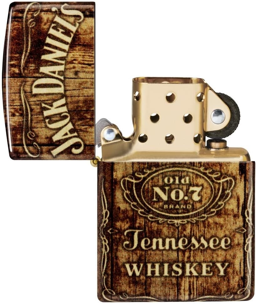 Stylish Jack Daniel's Brass Lighter - Unique Windproof Design, Lifetime Warranty