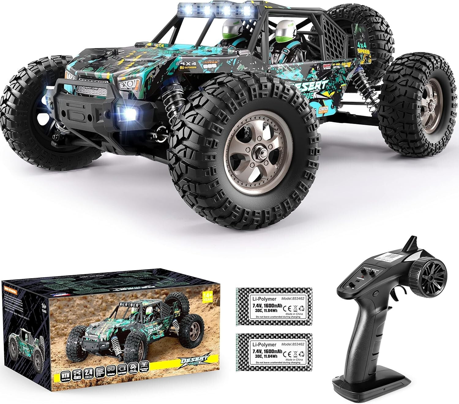 Splash-Proof 1:12 RC Truck - 42KM/H Speed with Dual Batteries for Long Play