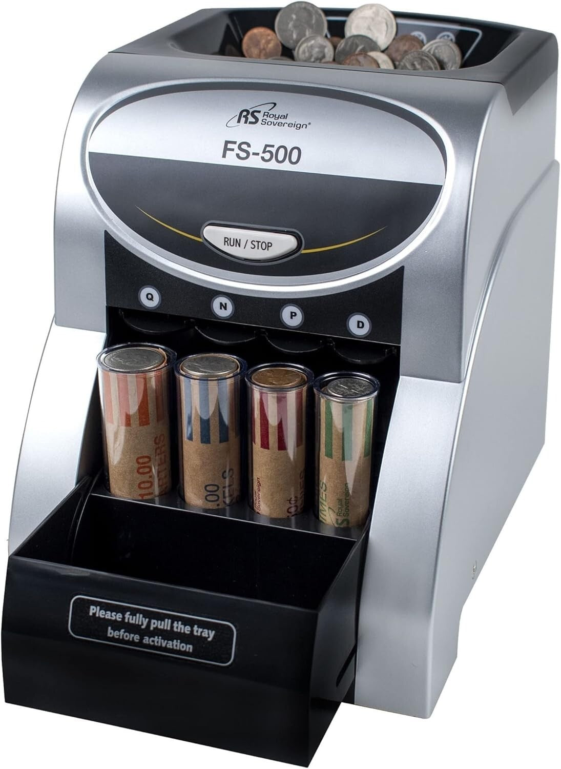 Efficient One-Row Coin Sorter with Patented Anti-Jam Tech and Overflow Tray