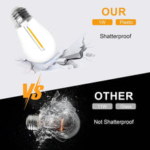 Load image into Gallery viewer, Shatterproof Warm White LED Outdoor String Light Bulbs - 2700K, 48-Pack S14