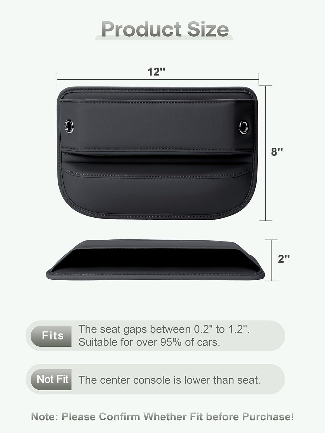 Elegant Leather Car Seat Organizer - 2-Pack Universal Gap Fillers for Interiors