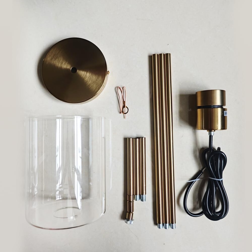 Elegant Brass Glass Pendant Lights for Kitchen Island - 2 Pack Dimmable Fixtures