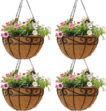 Load image into Gallery viewer, Stylish Set of 4 14" Hanging Planters with Coco Fiber - Ideal for Outdoors