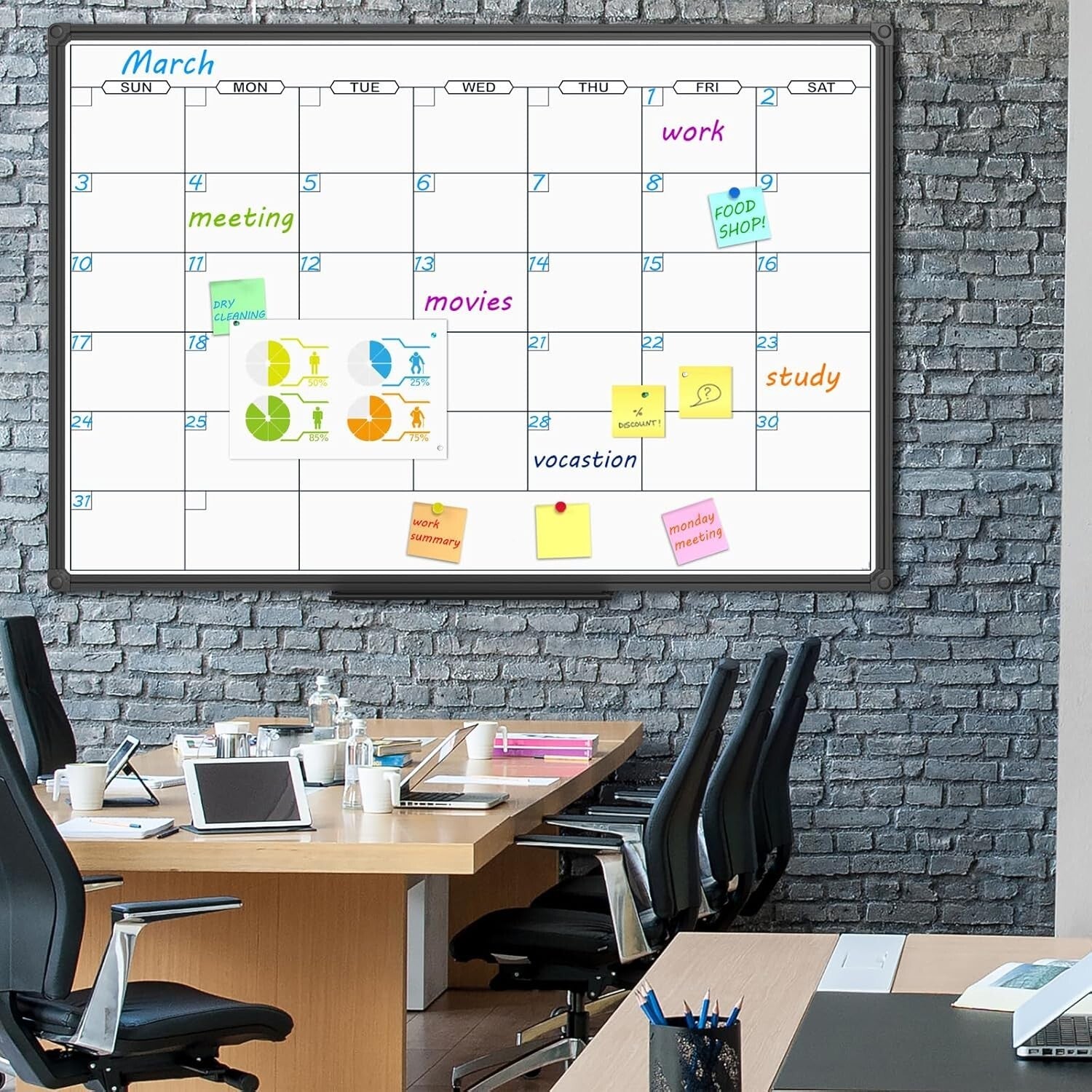 Large 48X36 Magnetic Whiteboard Calendar - Scratch-Resistant for Office & Home