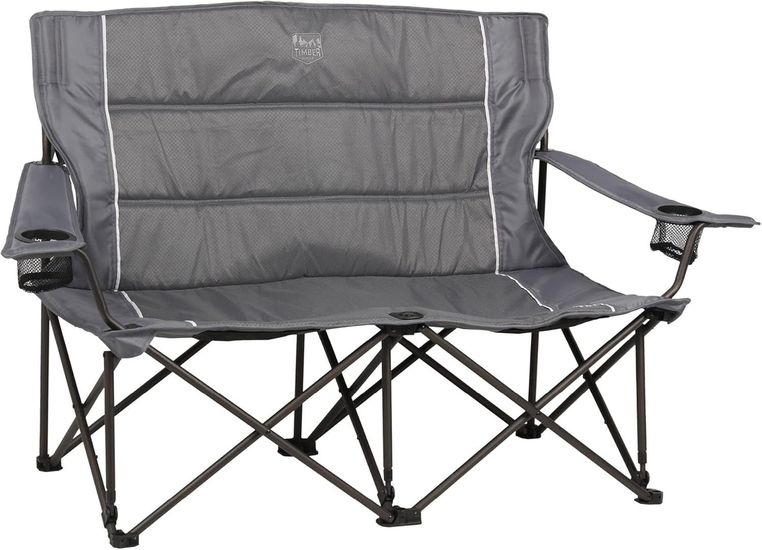 Grey Folding Camping Chair Loveseat for 2 - Perfect for Intimate Outdoor Moments