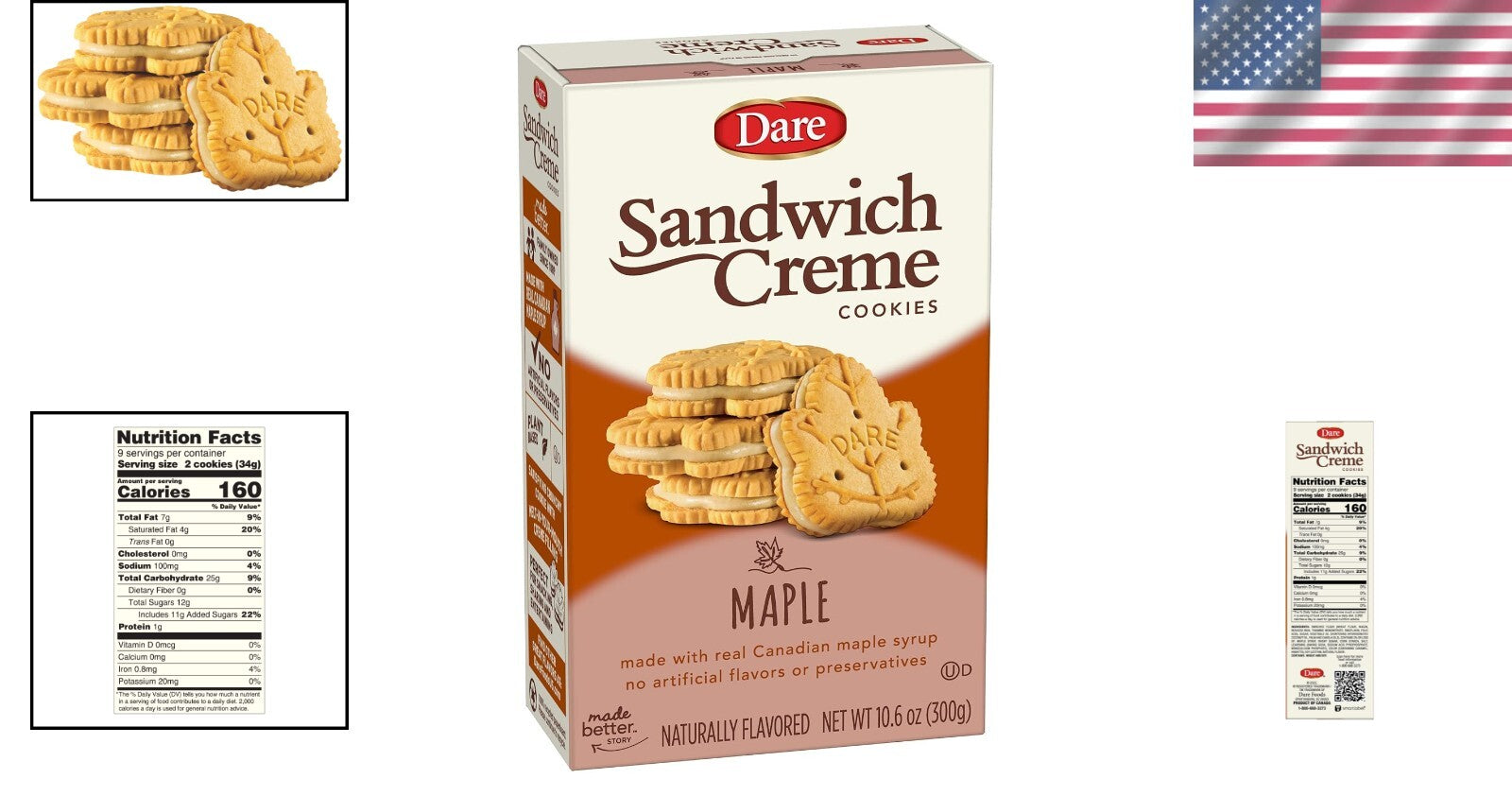 Delicious Maple Leaf Crème Cookies - Authentic Canadian Treat, 10.6oz Pack of 12