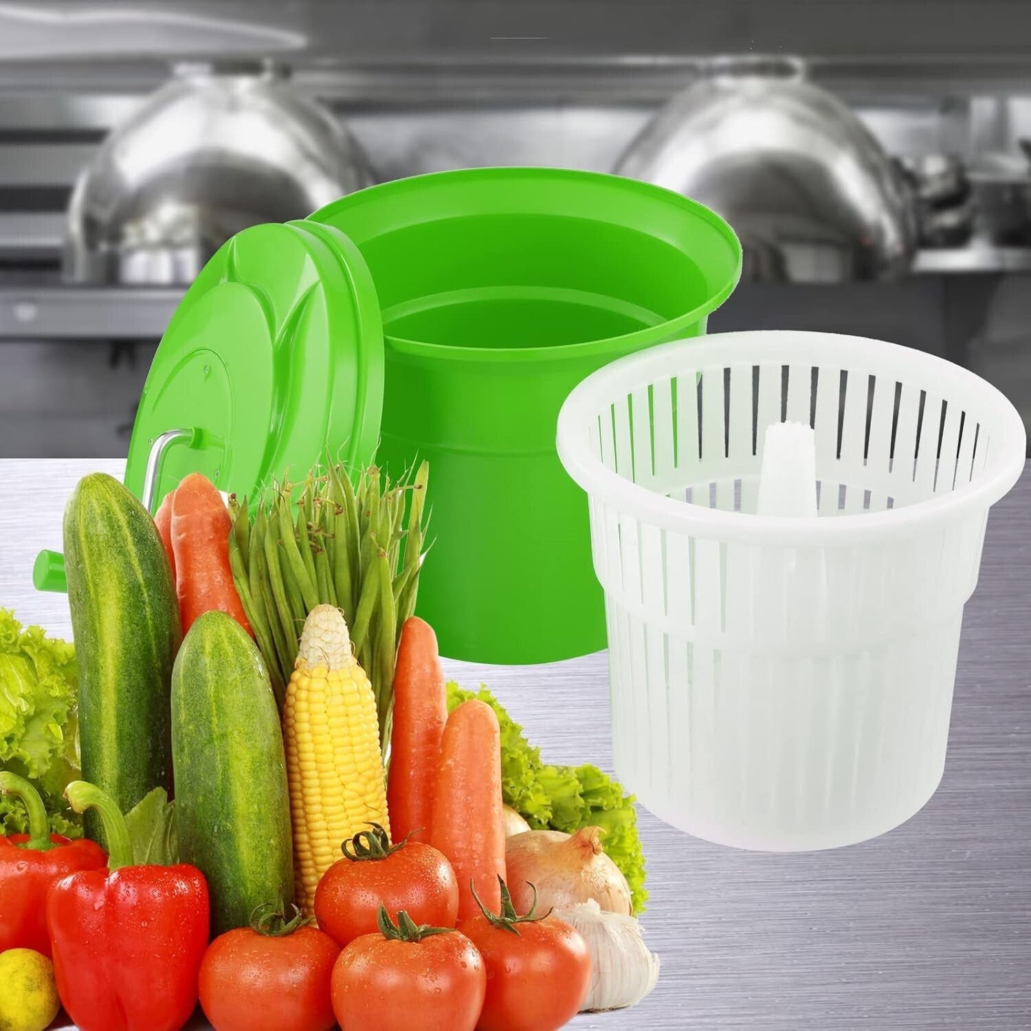 FDA Compliant 5-Gallon Salad Spinner - Quickly Dry Greens in Commercial Kitchens