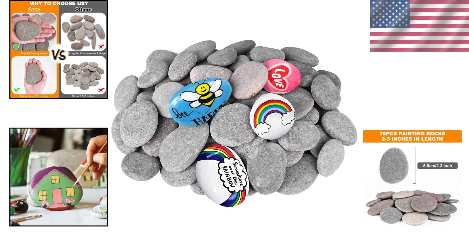 Easy-to-Paint 2-3 Inch River Craft Rocks - Perfect for Kids and Adults