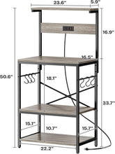 Load image into Gallery viewer, Versatile Kitchen Bakers Rack with Power Outlets &amp; 6 Hooks for Easy Organization