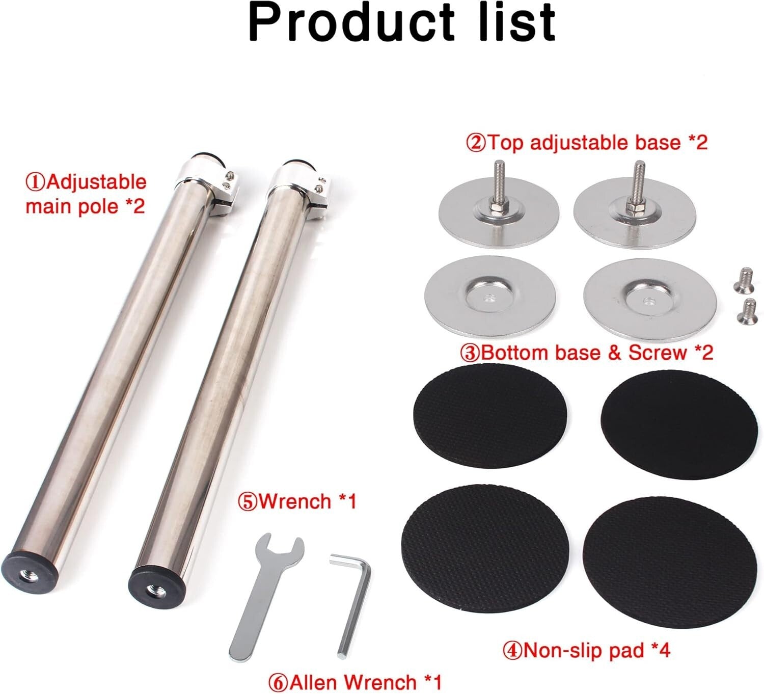 Stainless Steel Undermount Sink Support Kit - Height Adjustable 16-29.5 inches