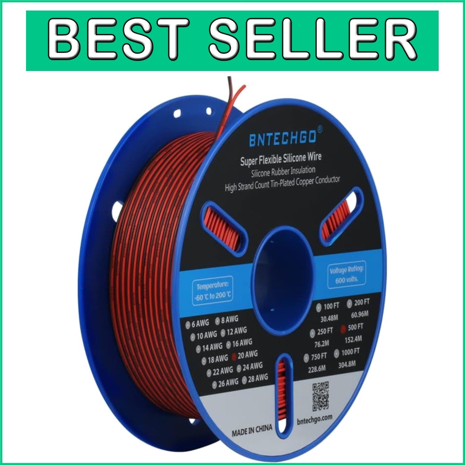 500ft 20 AWG Silicone Wire: Flexible Red & Black - Ideal for LED and Models