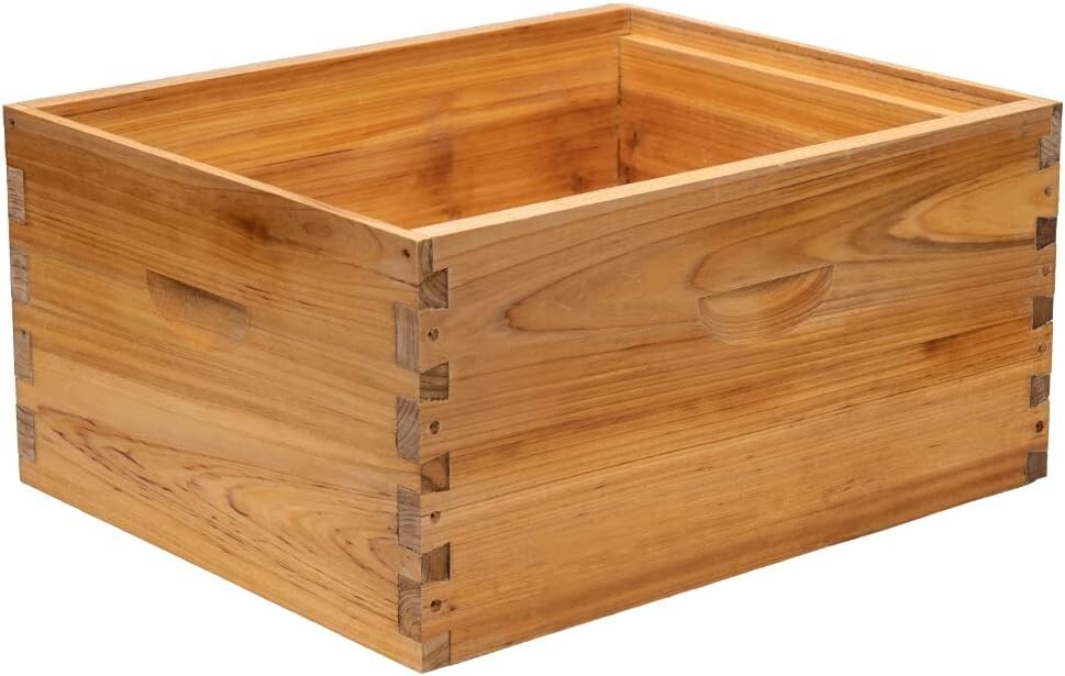 High-Quality Fir Wood Langstroth Deep Box with 10 Frames & Honey Bee Foundations