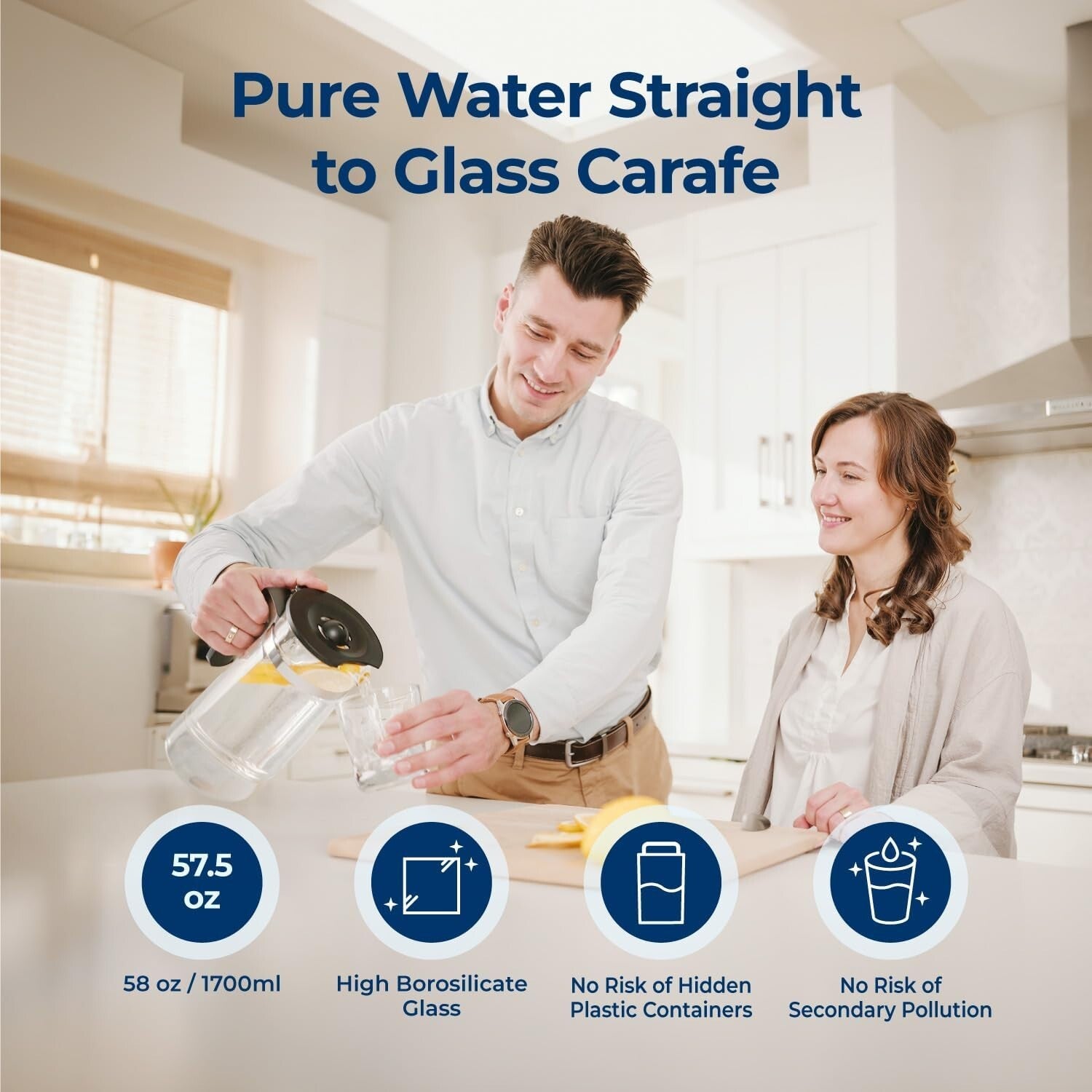 Portable RO Water Purifier - UV Filtration & Remineralization Glass Carafe