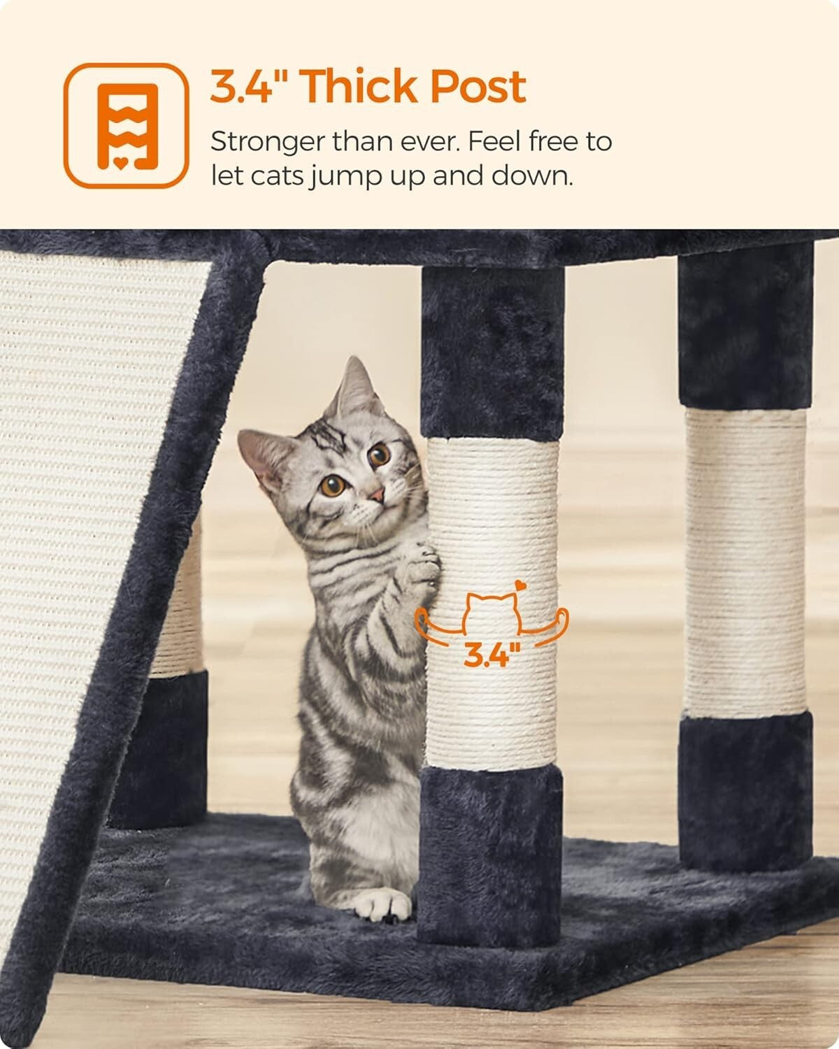 Multi-Level Cat Tree for All Breeds – Cozy 67 Inches of Smoky Gray Comfort