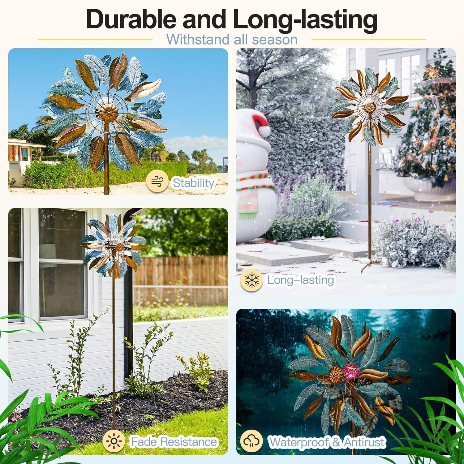 Kinetic Garden Windmill 87'' Extra Large - Adjustable Height & Easy Assembly