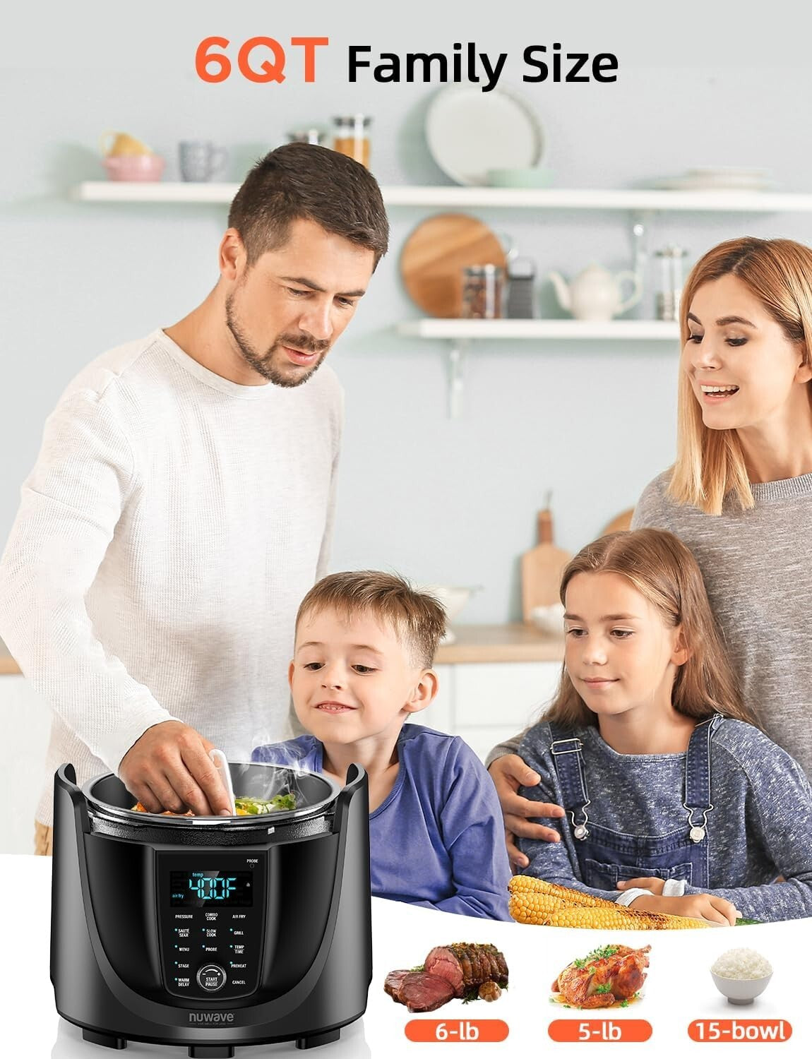 Multifunctional Electric Cooker: 450 Settings, 6qt Pressure & Air Fryer Combo