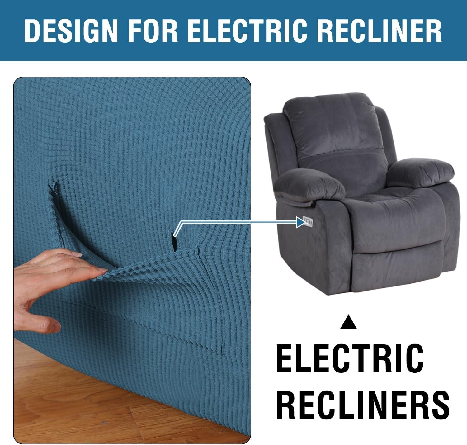 Super Stretch Water-Resistant Recliner Cover - Dusty Blue Elegance for Your Home