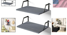 Load image into Gallery viewer, Rustic Floating Shelves Set of 2 - Weathered Gray Wood with Large Capacity
