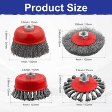 Load image into Gallery viewer, 20 Pack 4" Heavy Duty Wire Wheel Cup Brush Set for Angle Grinders - Carbon Steel