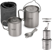 Load image into Gallery viewer, Durable Titanium Camping Cookware with 450ml Coffee Mug &amp; Collapsible Spork