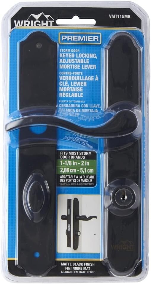 Classic Matte Black Mortise Keyed Lever Lock for Screen and Storm Doors