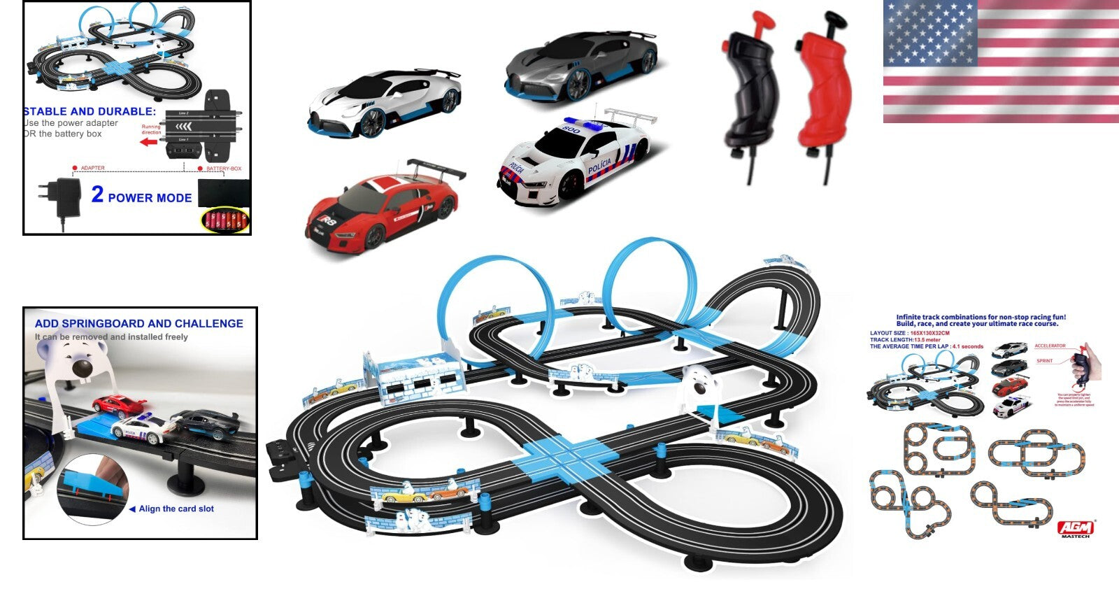 13.5M Slot Car Track Set with 4 Licensed Cars - Perfect for Family Racing Fun
