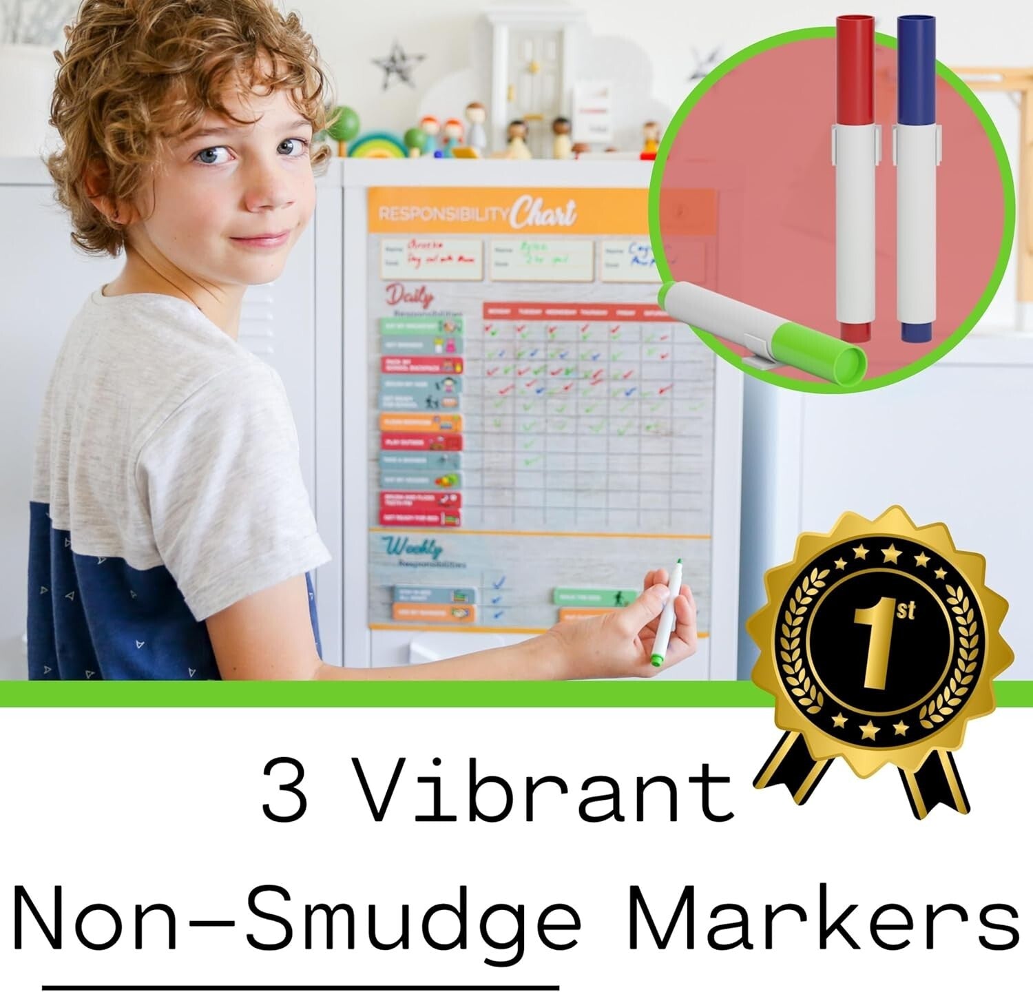 Customizable Reward Chart for Kids - Large Magnetic Chore Tracker for Families