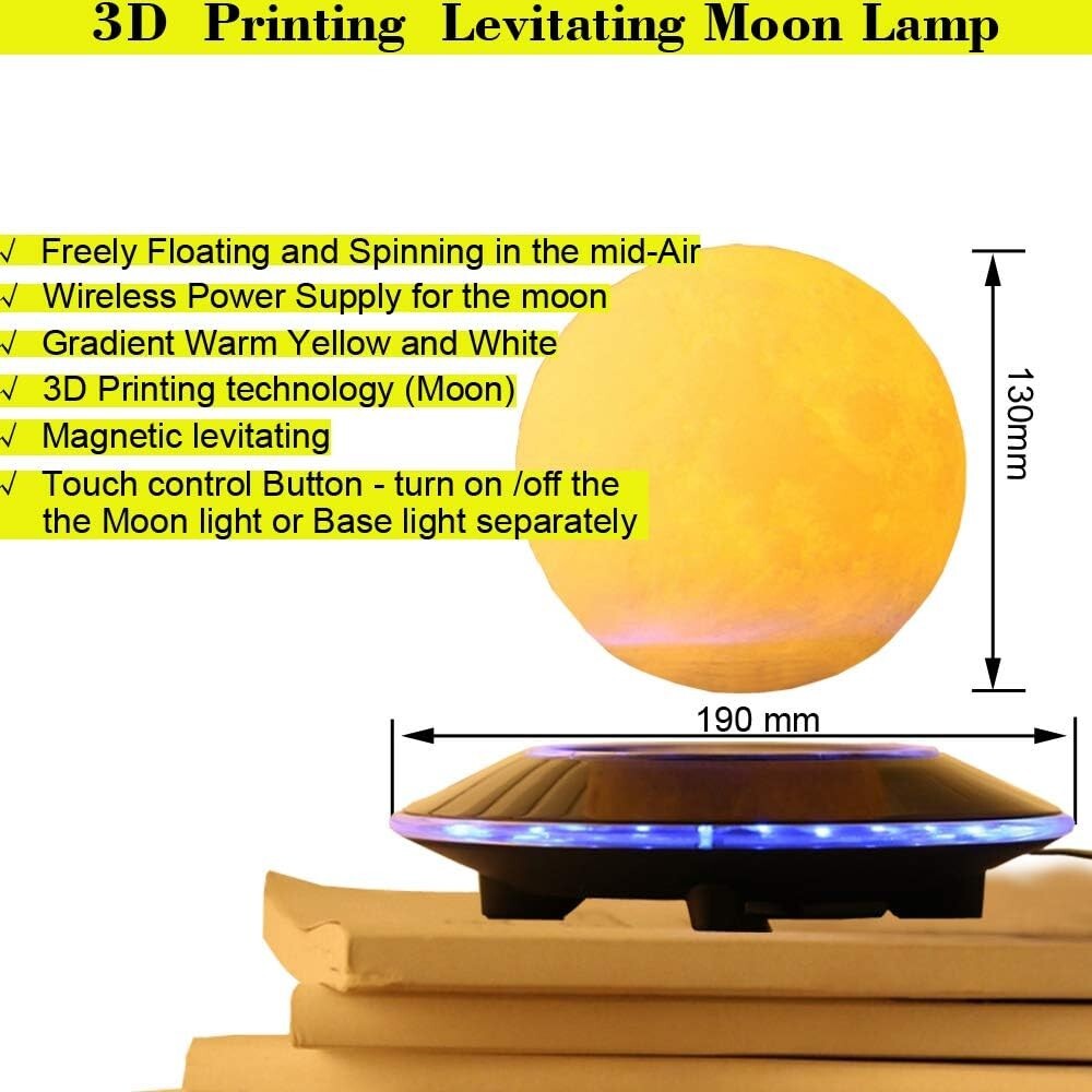 Floating 3D Moon Lamp with Touch Control - A Unique Night Light for Any Room