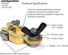 Load image into Gallery viewer, 5 Pairs Marine Grade Brass Battery Terminal Top Post - Military Spec B-12128C