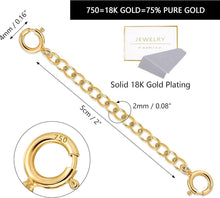 Load image into Gallery viewer, Real Durable 18K Gold Extender Chain - 2 Inch Adjustable with Lobster Clasp