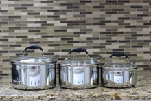 Load image into Gallery viewer, Elegant Tri-Ply Stainless Steel Cooking Pot with Dual Pour Spouts &amp; Strainer Lid
