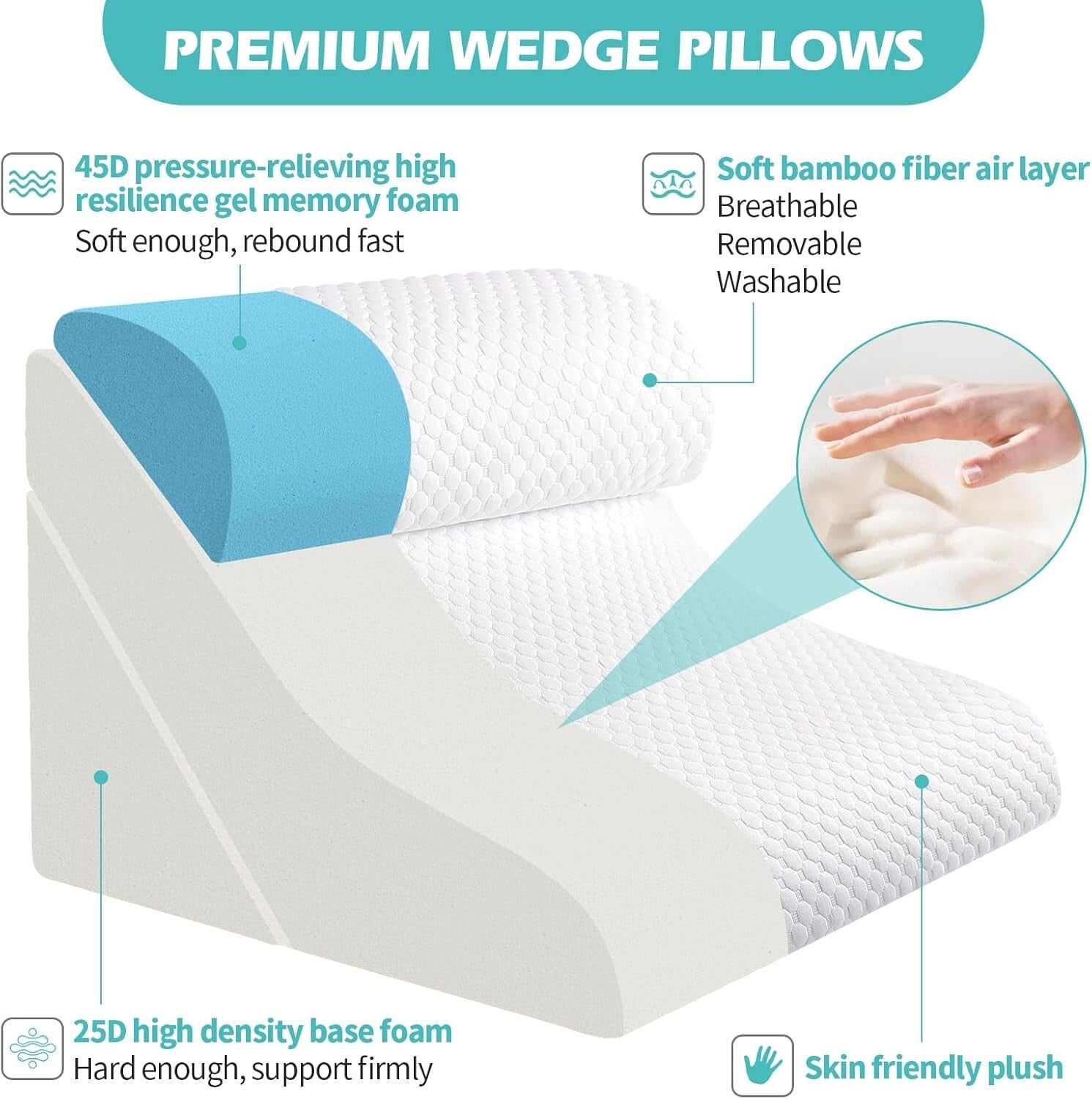 Ergonomic 3-Piece Wedge Pillow Set – Ideal for Sleep, Recovery & Relaxation