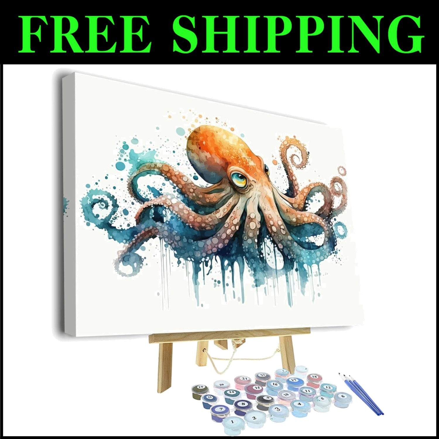 Luxury DIY Acrylic Paint by Number Kit - Framed Octopus Theme for Adults