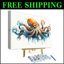 Load image into Gallery viewer, Luxury DIY Acrylic Paint by Number Kit - Framed Octopus Theme for Adults