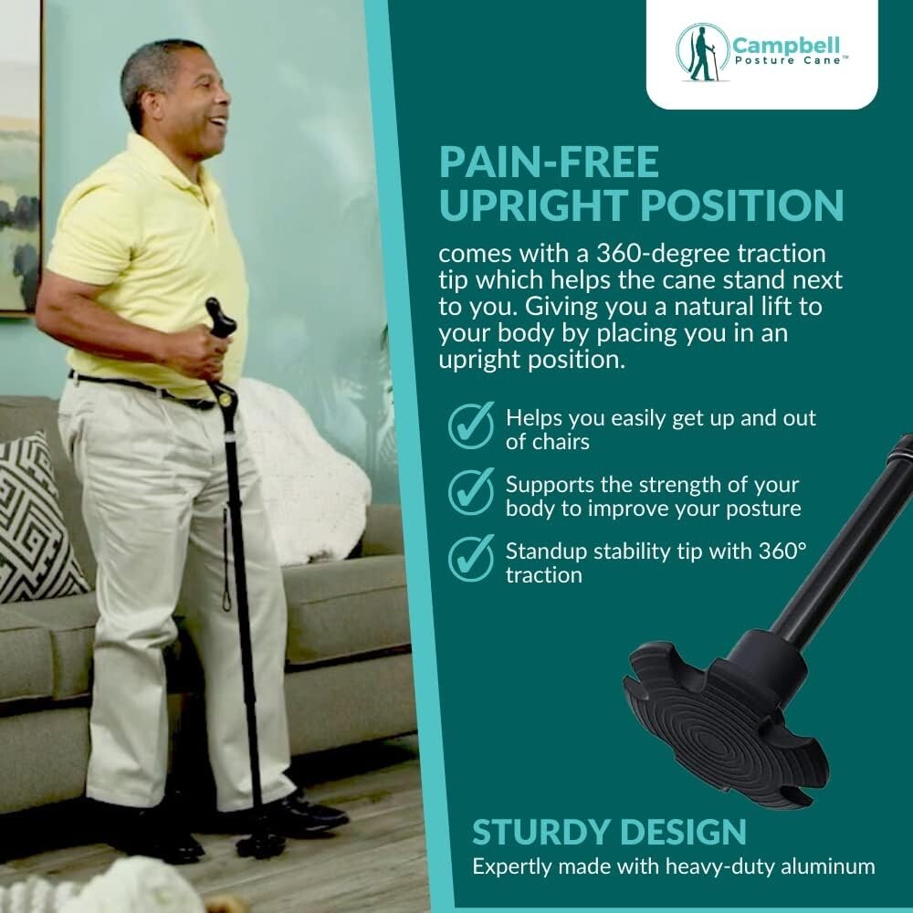 Ergonomic Folding Walking Cane for Seniors - Adjustable Height 40-49 Inches